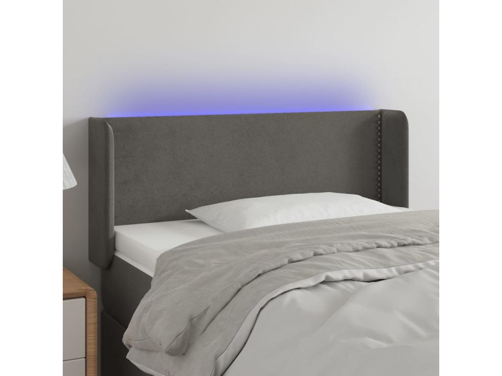 Tête de lit à LED Gris foncé 103x16x78/88 cm Velours UCJZ11335