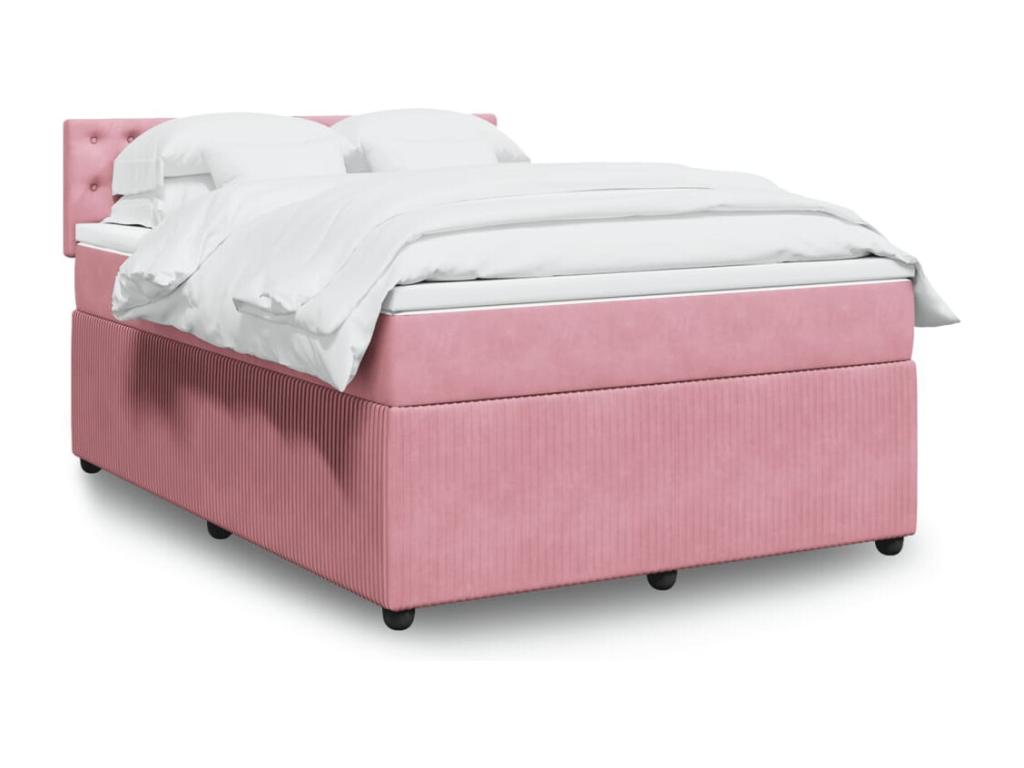 Chicyla bed base with pink 160x200 cm velvet mattress MNMM16634