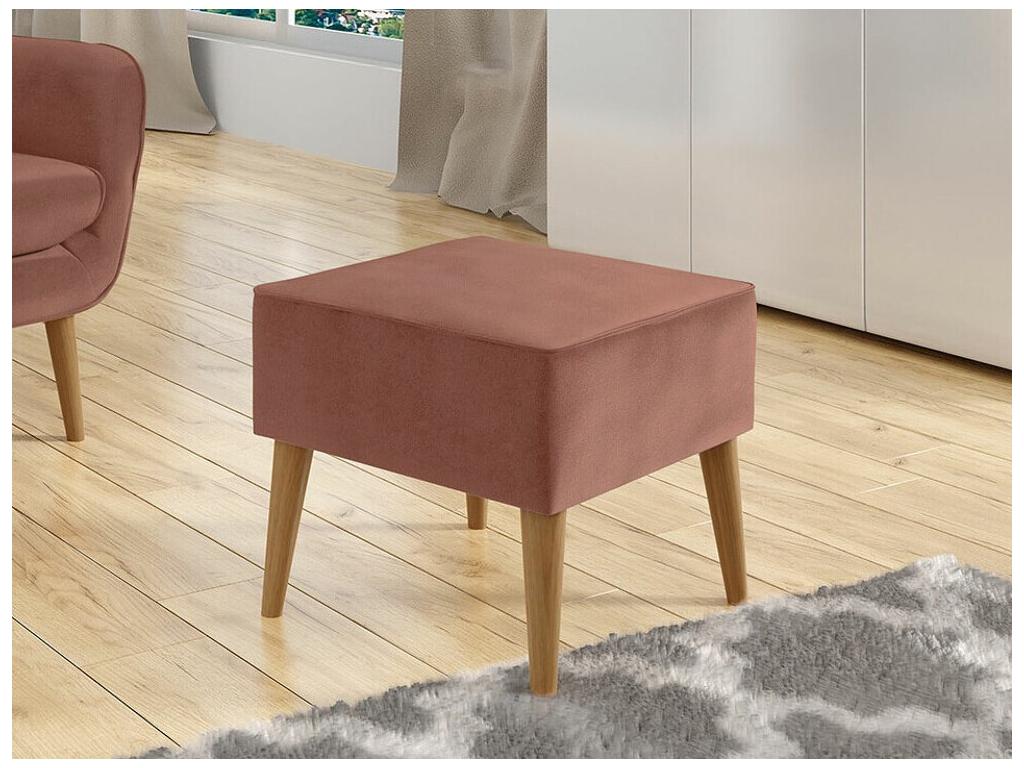 Domopure 205 Pink Pouf 41x45x45cm Upholstery Wooden Legs XRHT60781