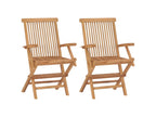 Chaises de jardin lot de 2 et coussins blanc crème Teck massif FXYT17326