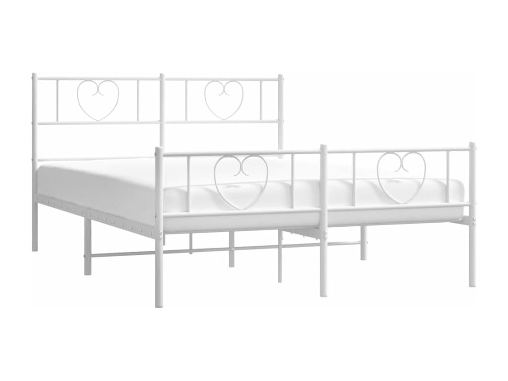 Metal bed frame with headboard and footboard, white, 140x190 cm, QFRM47636