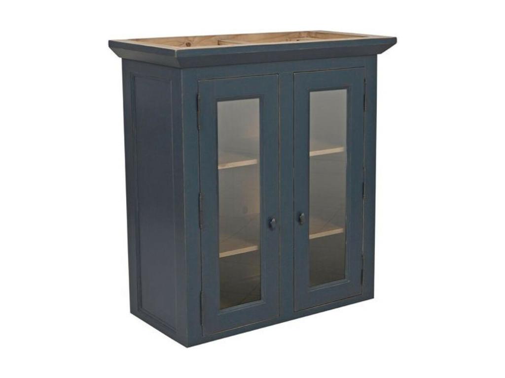 Haut De Buffet 2 Portes Vitrées Bois Bleu - Domopure RVXD54451