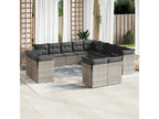 13-piece garden furniture set with cushions, grey woven resin ZZAX46021