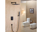 Black wall-mounted rain shower and shower set with 250mm solid brass hand shower JJEV03140
