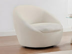 Domopure KWRP09909 Rounded Swivel Armchair in White Bouclé Fabric