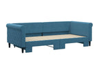Daybed with pull-out bed, blue velvet, 90x200 cm, BZGT14665