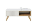 Coffee Table with 2 Niches and 4 Legs, White and Oak Wood, W 90.5 H 54 D 35.2 cm EWLK83568