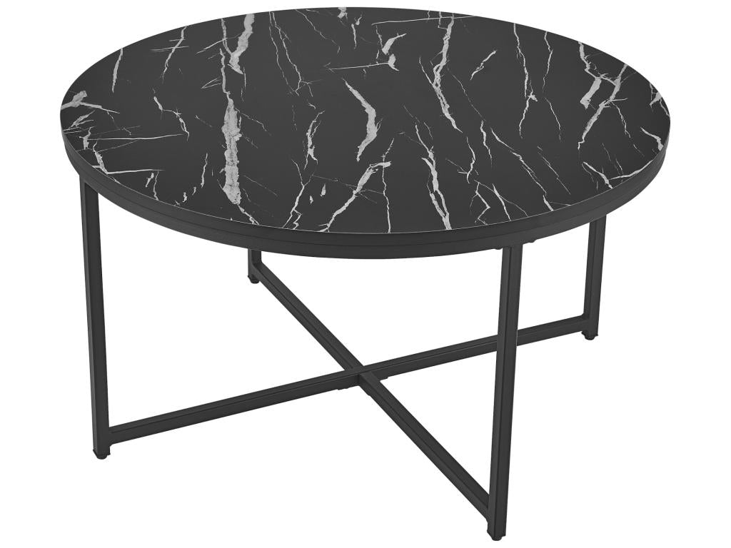 Table basse ronde Domopure pour salon 45x80 cm marbre noir / noir Domopure SUTE75886