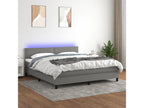 Upholstered bed base and mattress with LED lighting, Dark Grey, 180x200 cm, Fabric SRKS32905