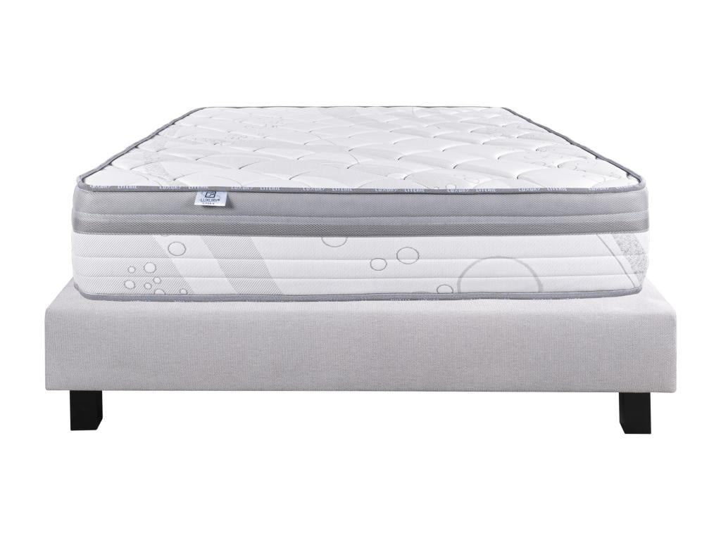 Ensemble Matelas 90x190 cm Decohaute 26 cm sommier gris CLOM57215