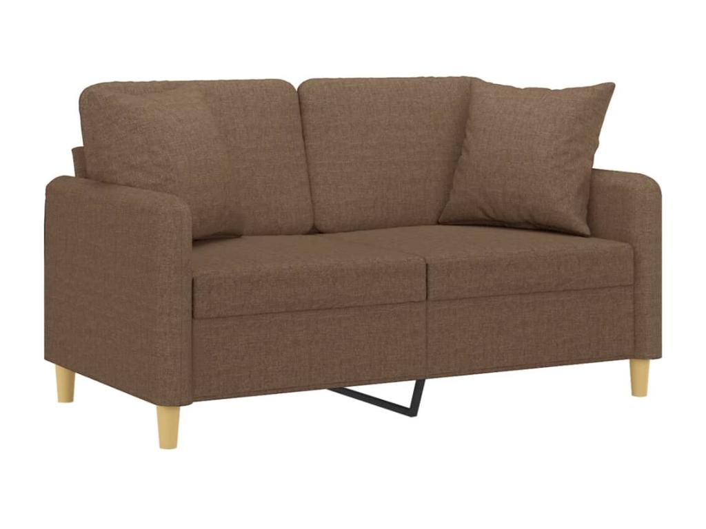 Canapé 2 places avec oreillers décoratifs marron 120 cm tissu LUVF40524