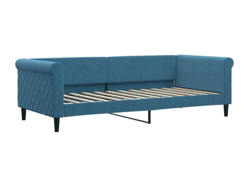 Daybed with pull-out bed, blue velvet, 90x200 cm, BZGT14665