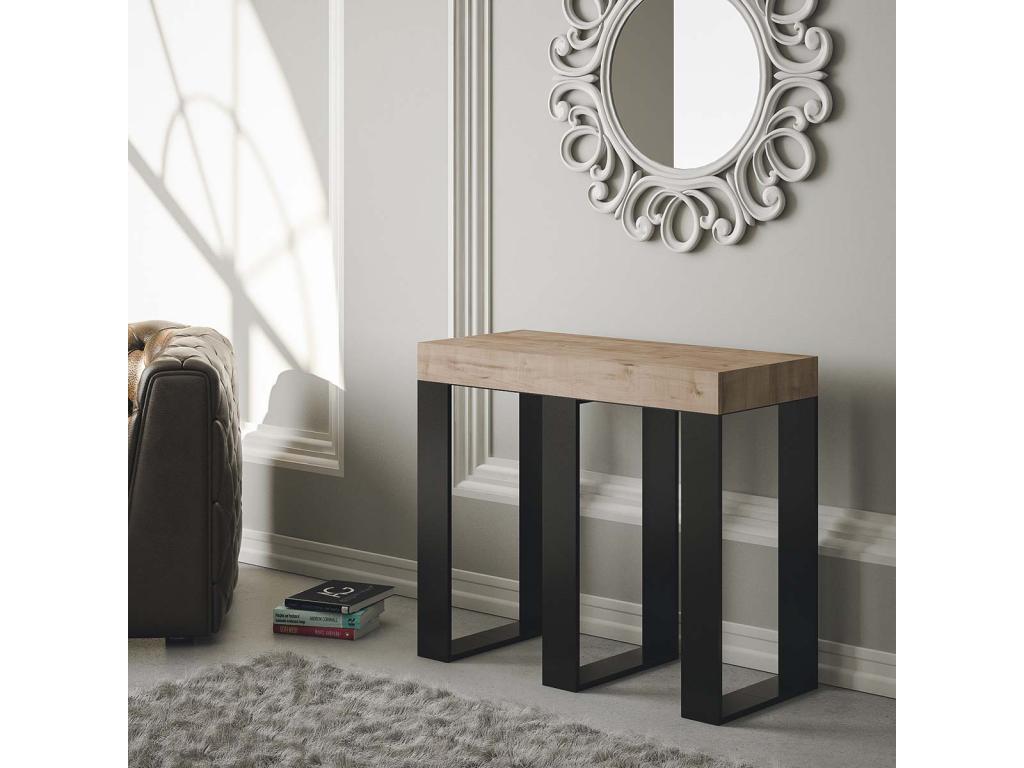 Extendable console table 90x40/300 cm Sintesi Natural Oak with Anthracite frame POLO64967
