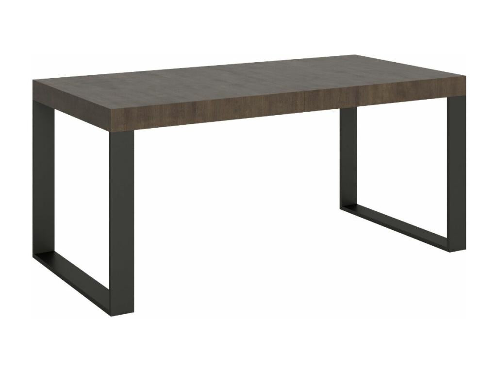 Domopure Extendable Dining Table - Brown - 4-Leg Base - 2 Thick Extension Leaves - Extends from 160 to 264cm UQZR60018