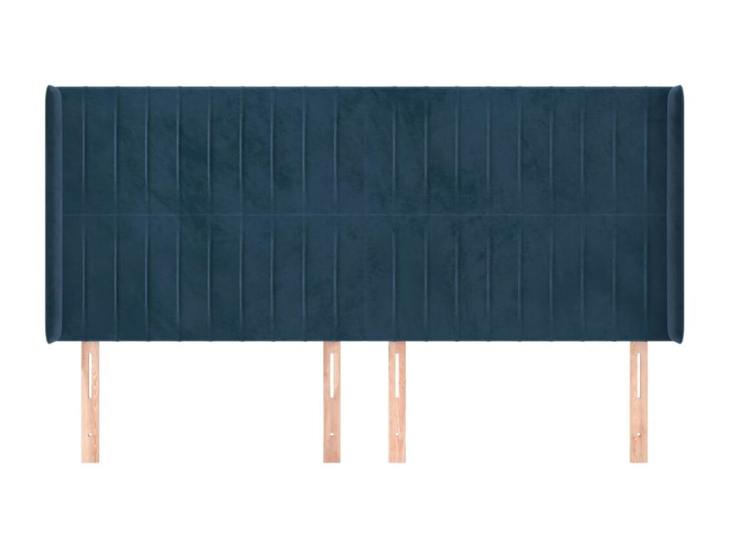 Tête de lit avec oreilles Bleu foncé 163x16x118/128 cm Velours EUDU63665