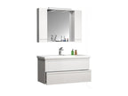Ensemble de meubles de salle de bains Decohaute 3-pièces lavabo 100 cm lavabo sans poignée tiroir armoire de toilette Silora XL blanc ETTD41089