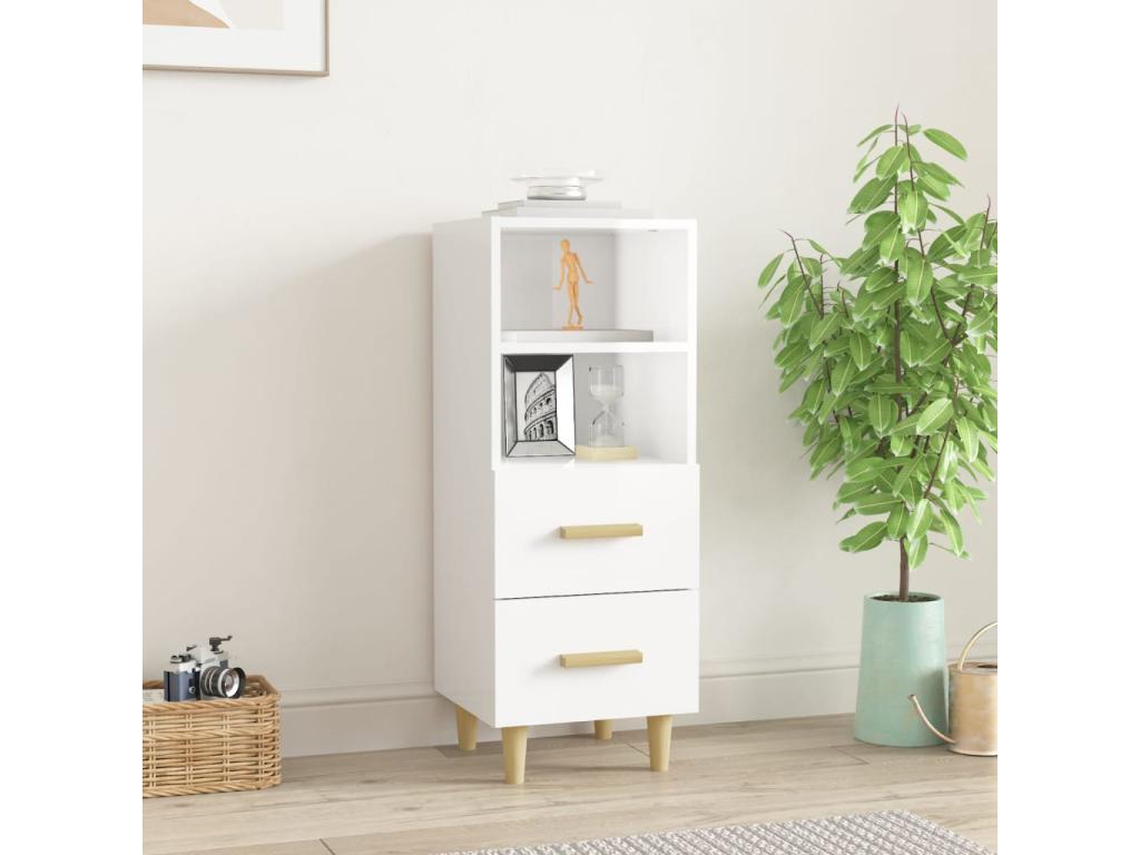 Buffet Blanc brillant 34.5x34x90 cm Bois d'ingénierie HOJE96355