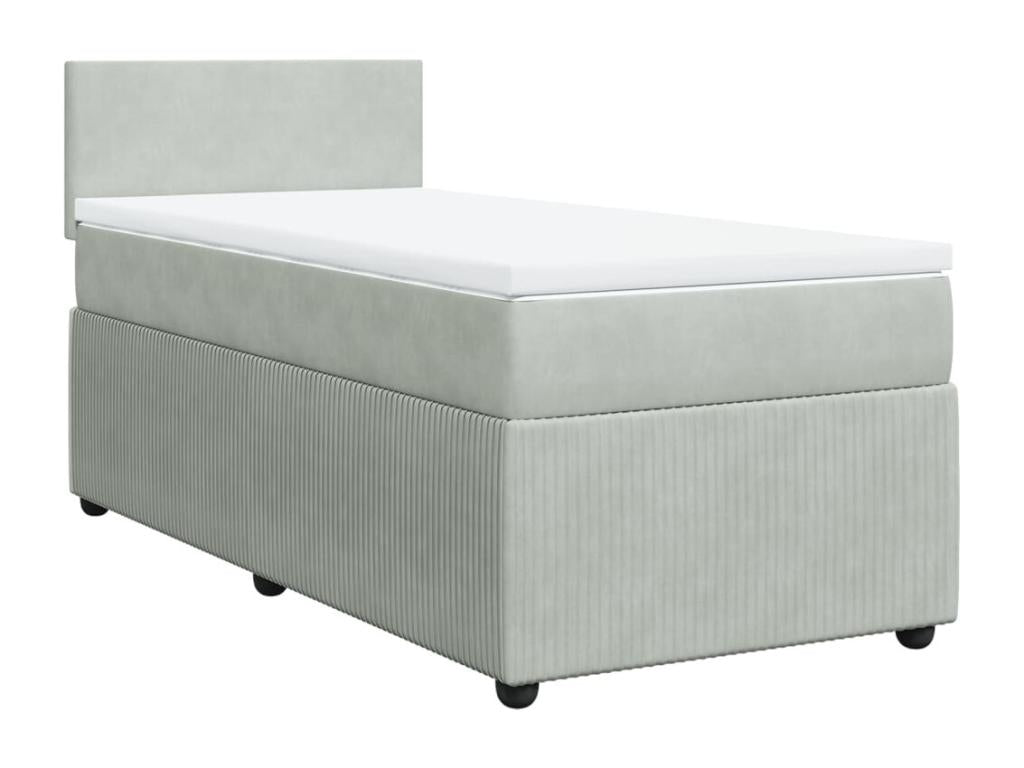Domopure bed base and mattress, light grey, 80x200 cm, velvet, BCRI88167