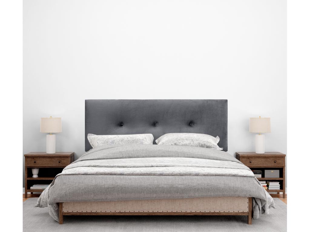 Domopure Smooth Velvet Headboard with Buttons 150x105 with Bed Legs 150/160 - Dark Grey UQMM23324