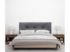 Domopure Smooth Velvet Headboard with Buttons 150x105 with Bed Legs 150/160 - Dark Grey UQMM23324