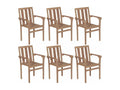 Stackable garden chairs with cushions, set of 6, solid teak, YAAY13066