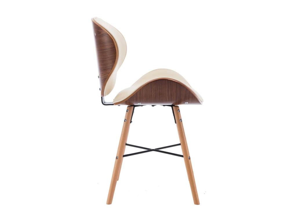 Chaise en bois foncé et simili cuir beige Domopure - Lot de 2 JKWT48313