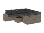 9-piece garden furniture set with grey resin wicker cushions DDEF28464