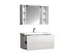 Ensemble de meubles de salle de bains Decohaute 3-pièces lavabo 100 cm lavabo sans poignée tiroir armoire de toilette Silora XL blanc ETTD41089