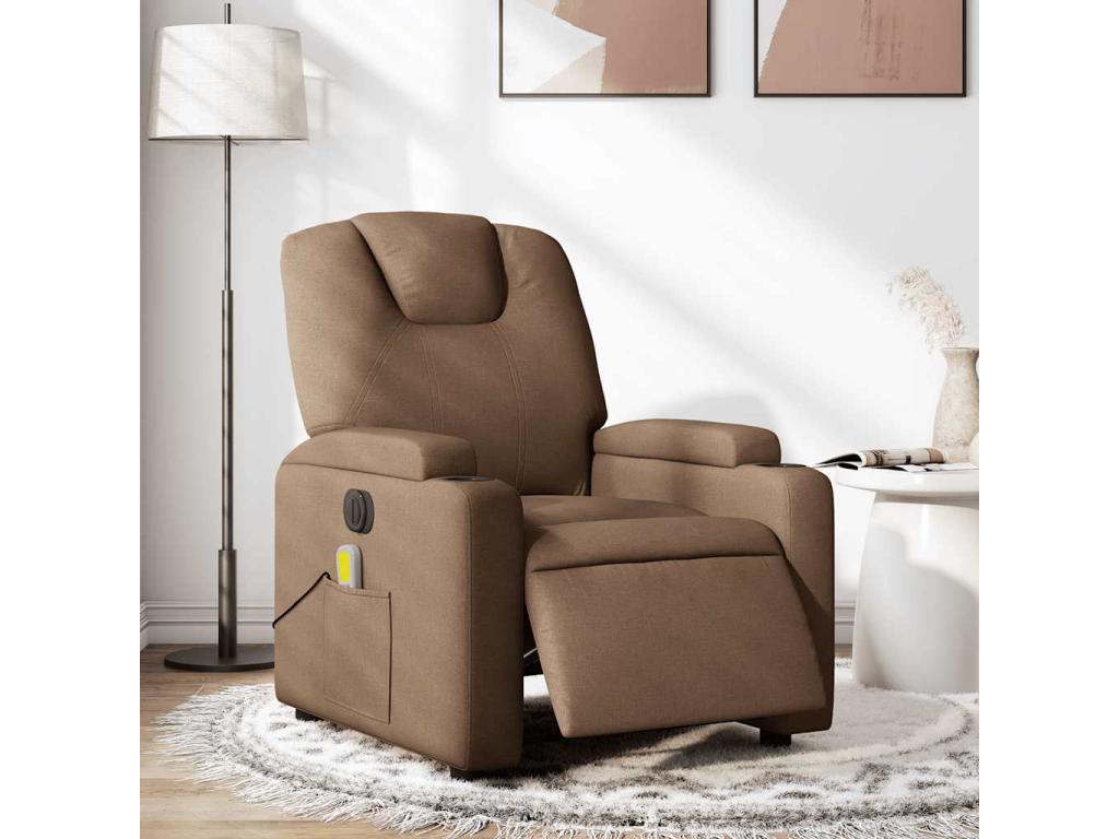 Brown fabric electric reclining massage chair FWHW53423