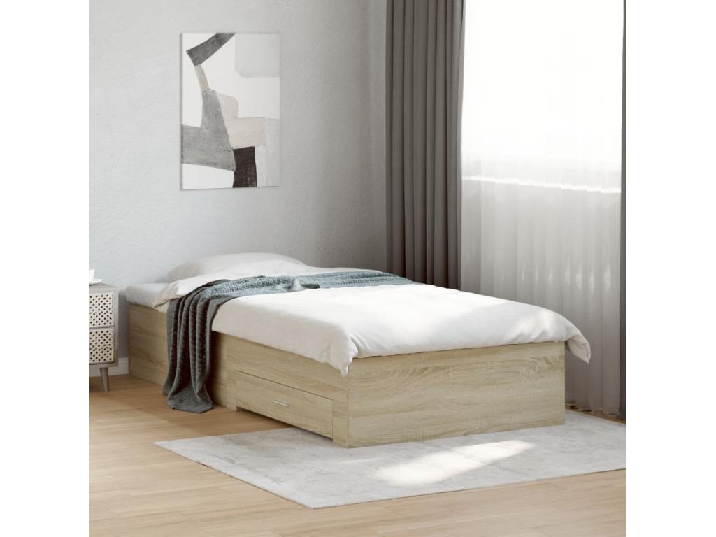 Domopure oak bed frame with drawers (mattress not included) 90x190 cm IOWY63455
