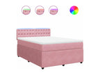 Chicyla bed base with pink 160x200 cm velvet mattress MNMM16634