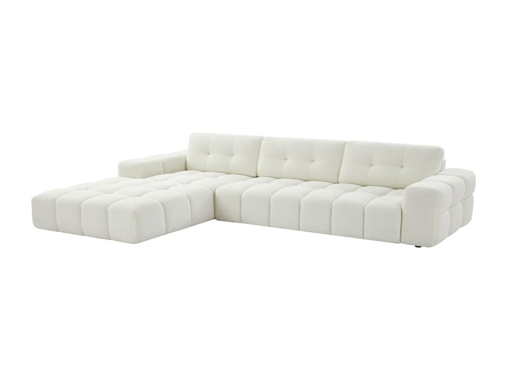 Domopure DAMQ65394 Left-Hand Corner Sofa in White Bouclé Fabric