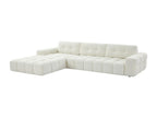 Domopure DAMQ65394 Left-Hand Corner Sofa in White Bouclé Fabric