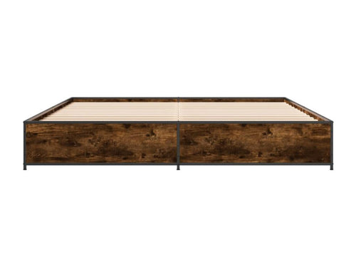 Bed frame without mattress, smoked oak, 200x200 cm, FTNP34412