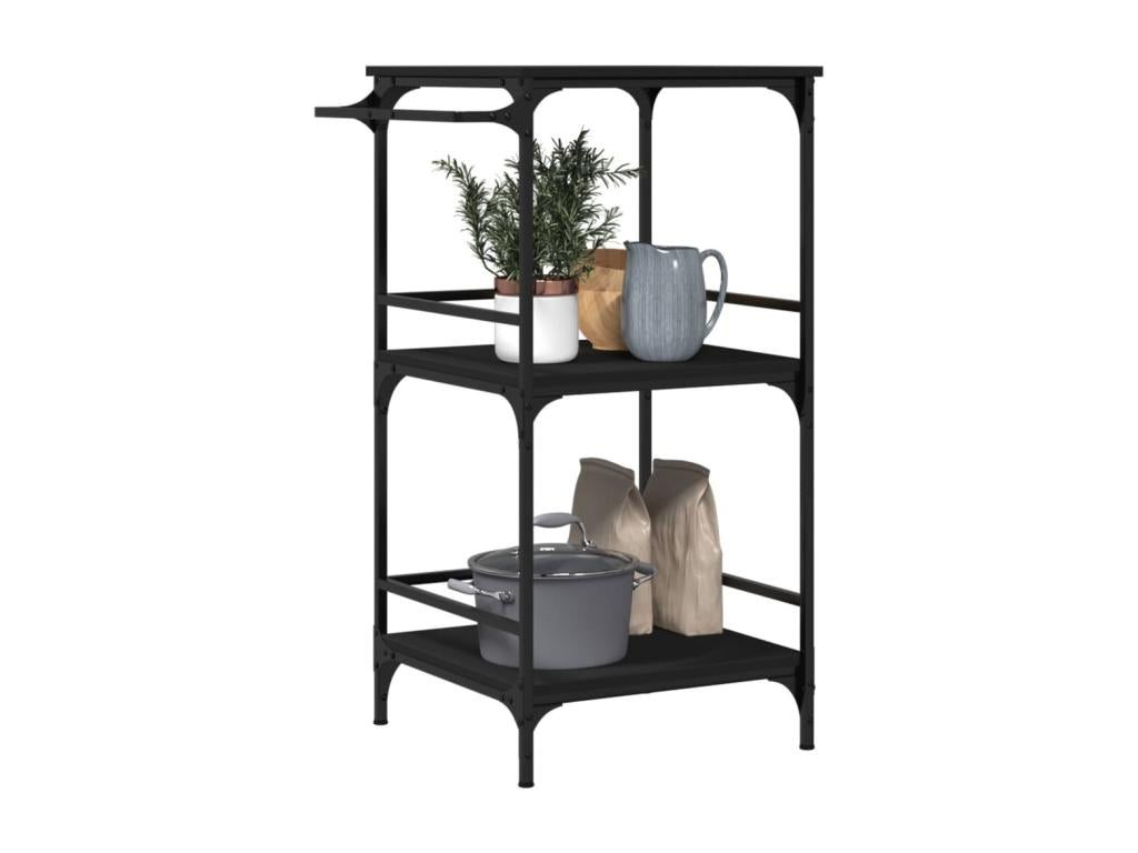 Black kitchen trolley 60.5x50x105 engineered wood KPRQ51660