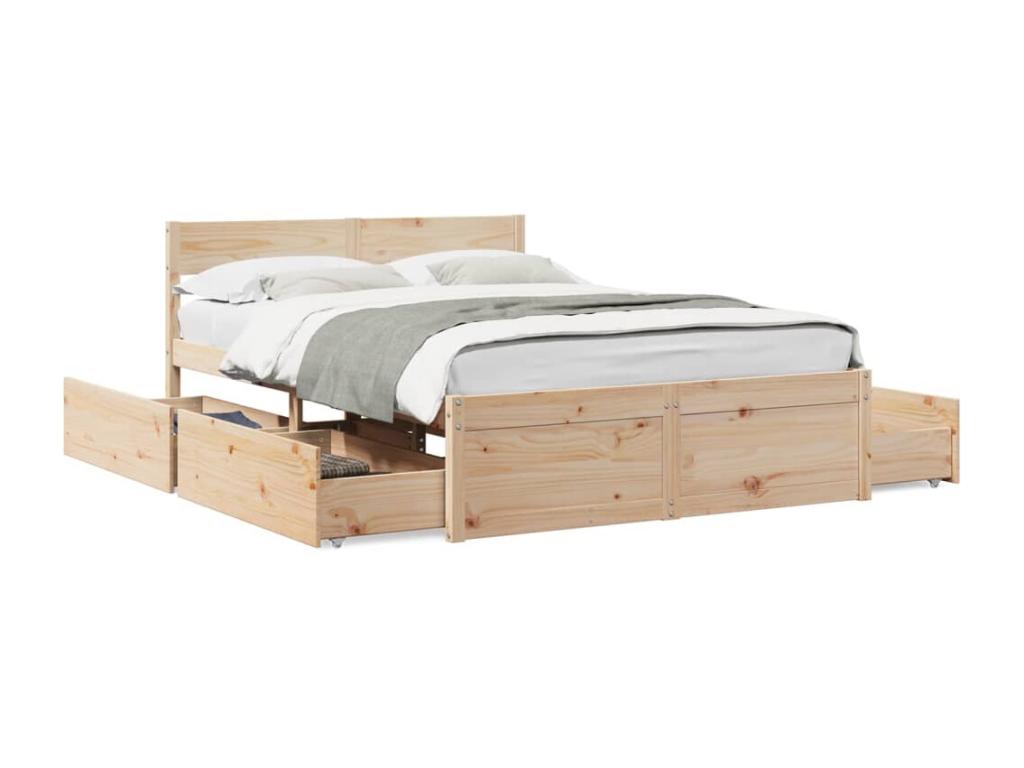 Cadre de lit sans matelas 120x190 cm bois de pin massif XXHE57811