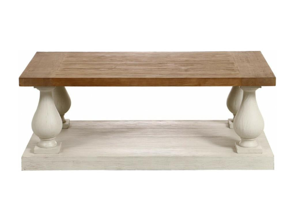 Rectangular White Wood Coffee Table - Domopure Heritage TWGP56661