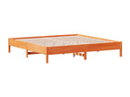 Bed frame without mattress, brown wax finish, 200x200cm, solid pine wood, MMPW63591