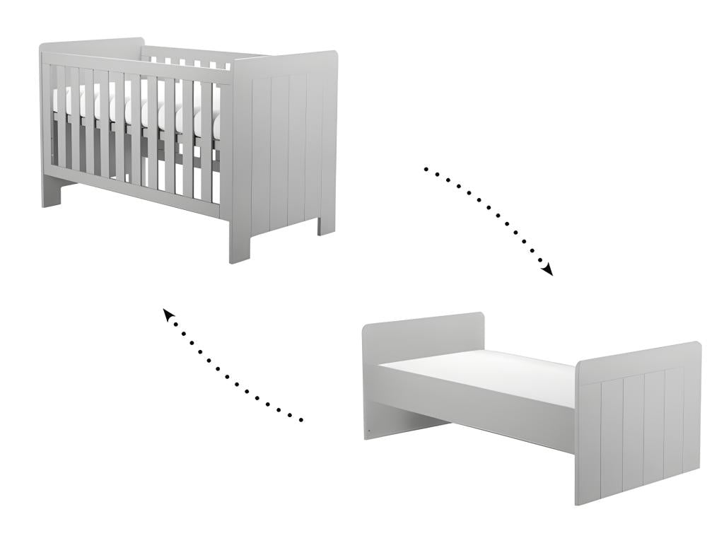 Convertible baby cot and Calmo Grey wardrobe QCUW51958