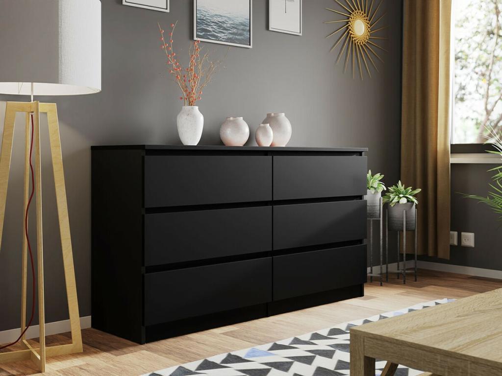 Decohaute 161 Black Chest of Drawers with Drawers, Number of Drawers: 6, 77x138x40cm, XUMO84310