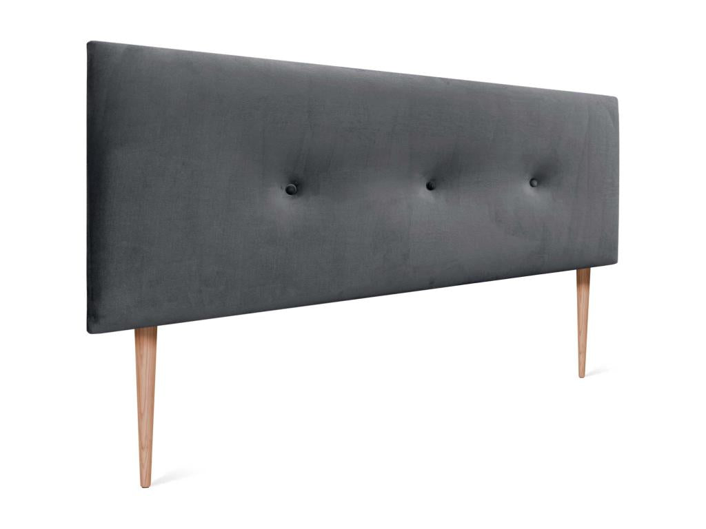 Domopure Smooth Velvet Headboard with Buttons 150x105 with Bed Legs 150/160 - Dark Grey UQMM23324