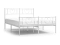 Metal bed frame with headboard and footboard, white, 140x190 cm, QFRM47636