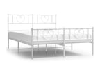 Metal bed frame with headboard and footboard, white, 140x190 cm, QFRM47636