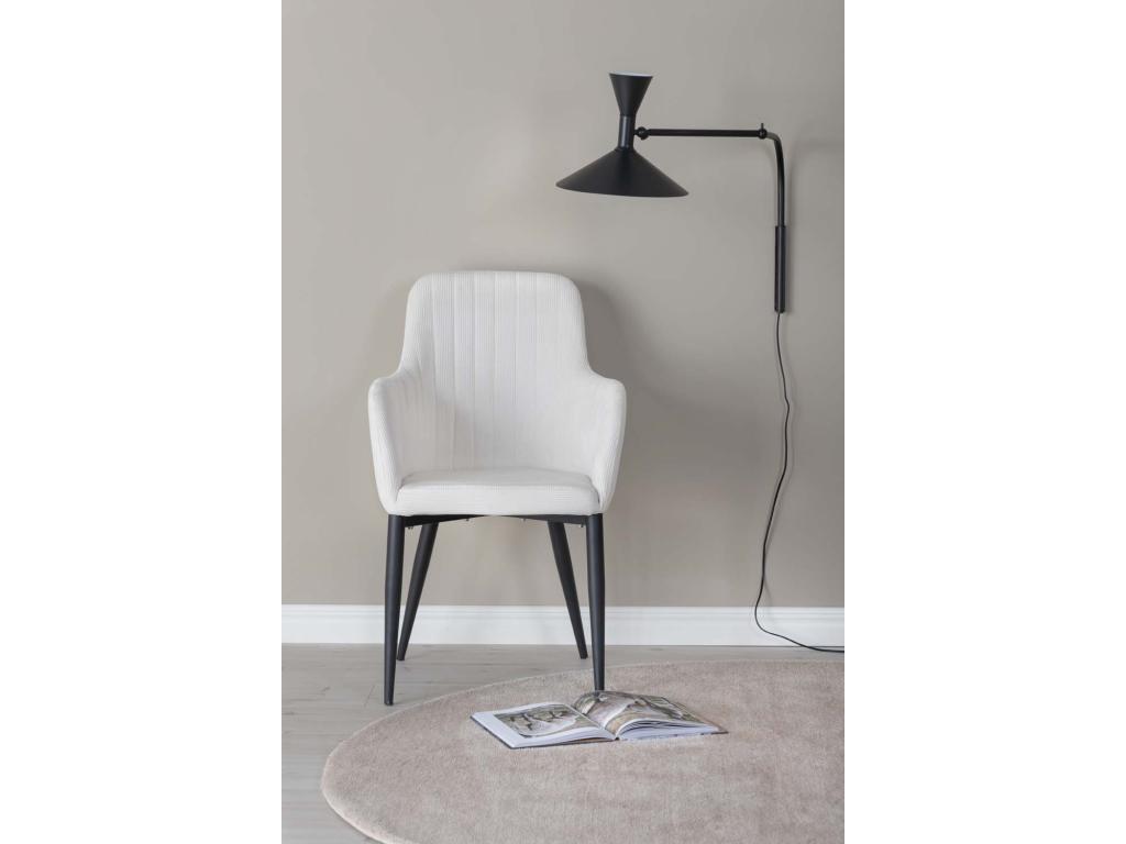 Domopure chaise de salle à manger avec accoudoirs velourss côtelé blanc RWFT61827