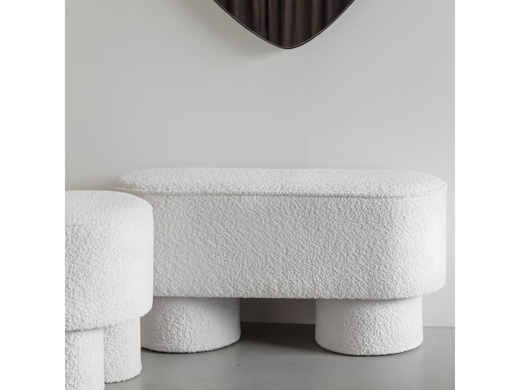 Domopure - Rounded bench in looped fabric, 93cm wide, White PTHU72728