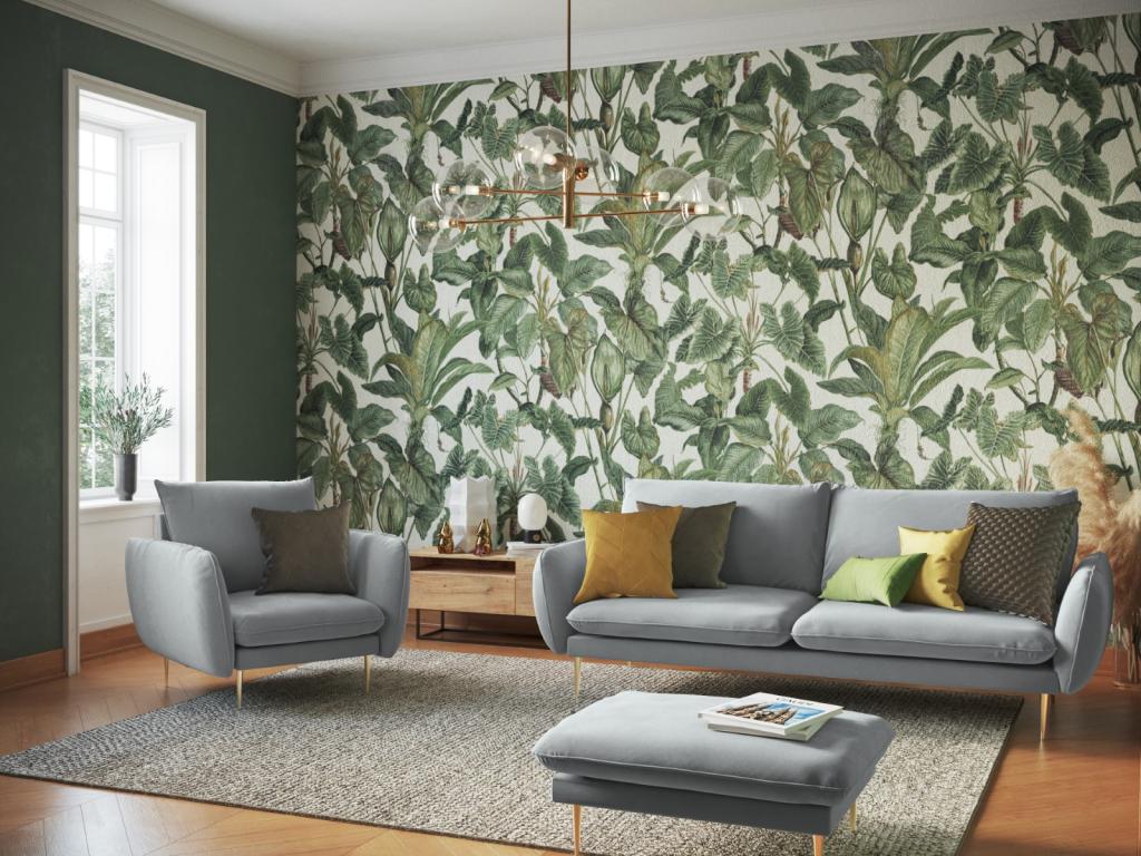 Domopure - Domopure pouf in light grey velvet - 100x80x43cm XHKY48085