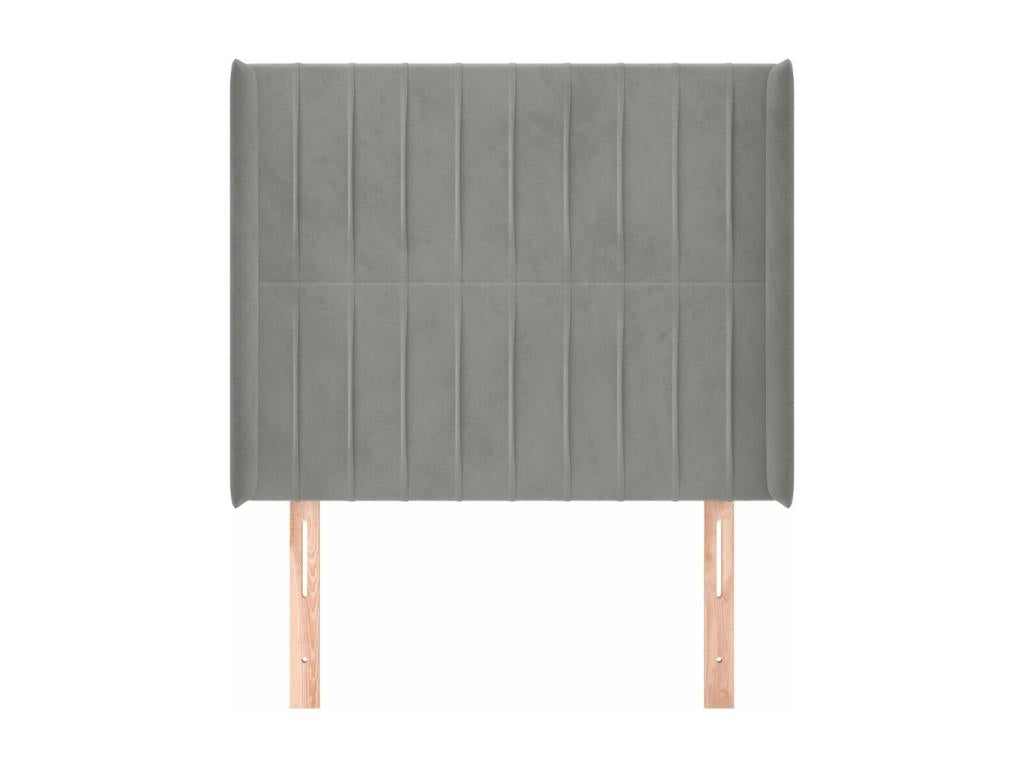 Headboard with wings, light grey, 93x16x118/128 cm, velvet, ZLHL48306