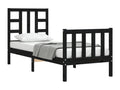 Bed frame with black headboard, small, single, solid wood, NYZQ37968