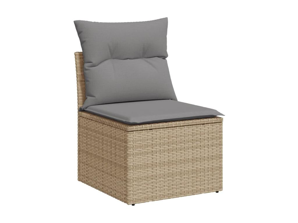 7-piece beige resin wicker garden furniture set with cushions DGTK82219