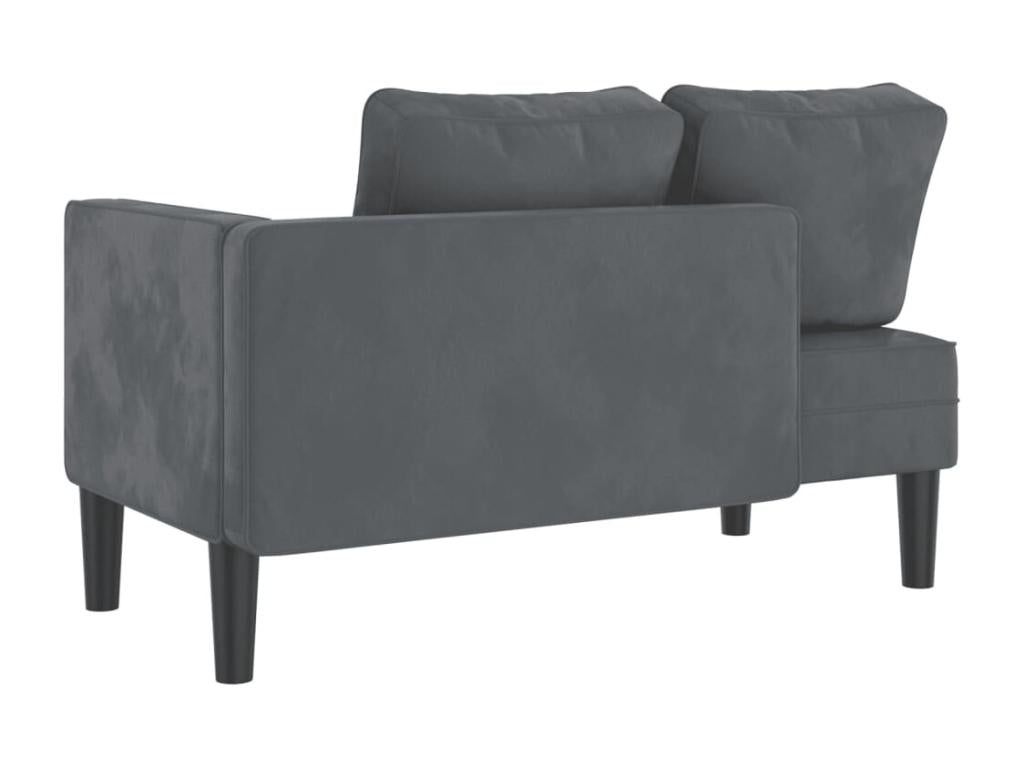 Domopure Premium - Chaise longue avec coussins gris foncé velours UOJQ84869